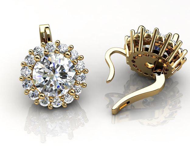 bridesmaid gift Moissanite Stud Earrings 18K Gold 8.50 ct surrounded VVS Diamonds Earrings Gift Wedding Jewelry Anniversary Gift - Lianne Jewelry