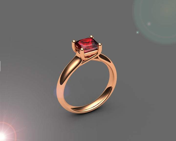 18K Ruby Solitaire Ring, White gold Ruby Ring, Unique Ruby Engagement Ring, Promise ring for Her