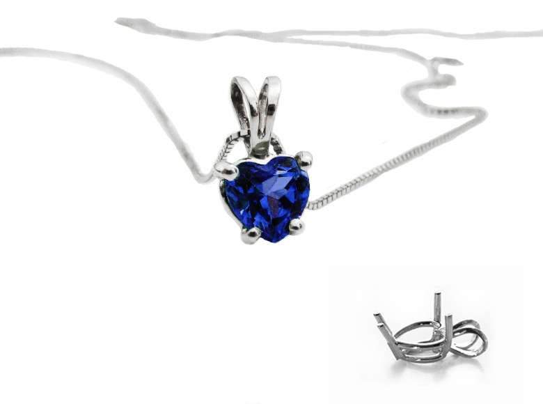 Celtic Pendant  Sapphire Heart Pendant in 14K White gold including 16.5" chain - Lianne Jewelry
