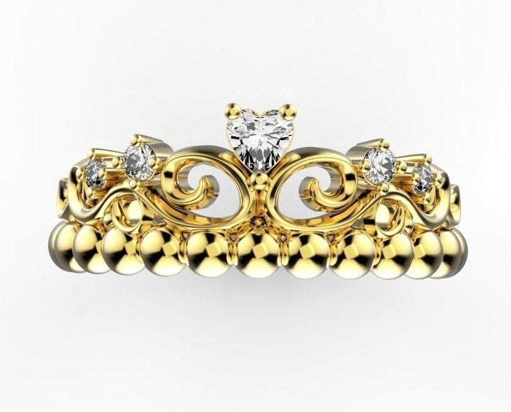 Unique Crown ring Claddagh Jewelry Prom jewelry Prom ring princess ring tiara ring golden crown ring 18K gold Crown ring crown jewelry crown