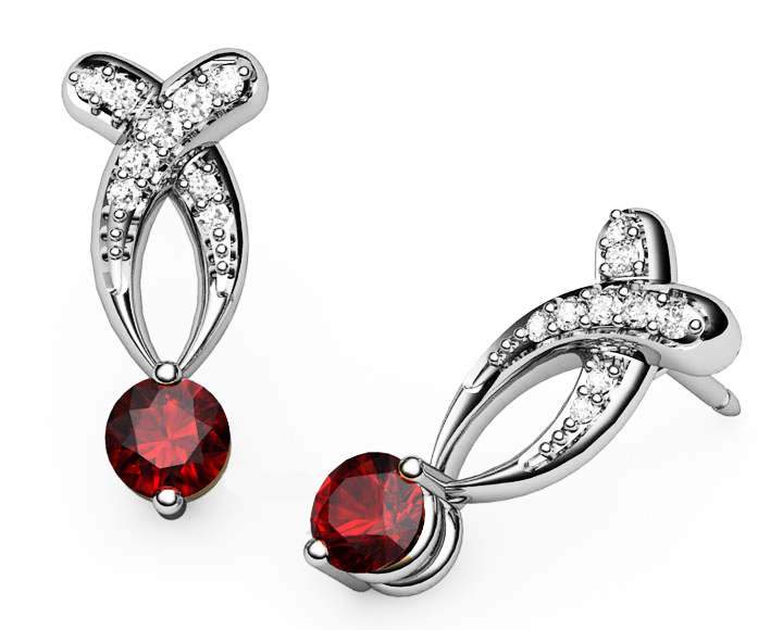 Celtic Earrings Stud Earrings Ruby Earrings Ruby Studs Diamond Earrings Twist Earrings Diamond Studs Bypass Earrings, July Birthstone