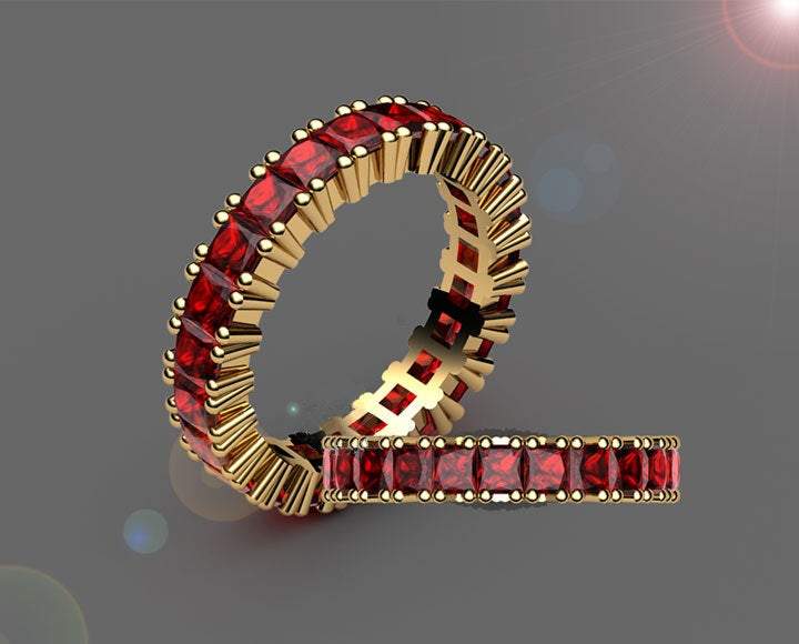 Gold ring Anniversary ring Ruby ring  Eternity Ring 18K gold Natural Top Quality Extra Fine Deep Red Ruby July Birthstone