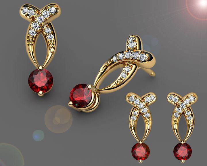 Celtic Earrings Stud Earrings Ruby Earrings Ruby Studs Diamond Earrings Twist Earrings Diamond Studs Bypass Earrings, July Birthstone