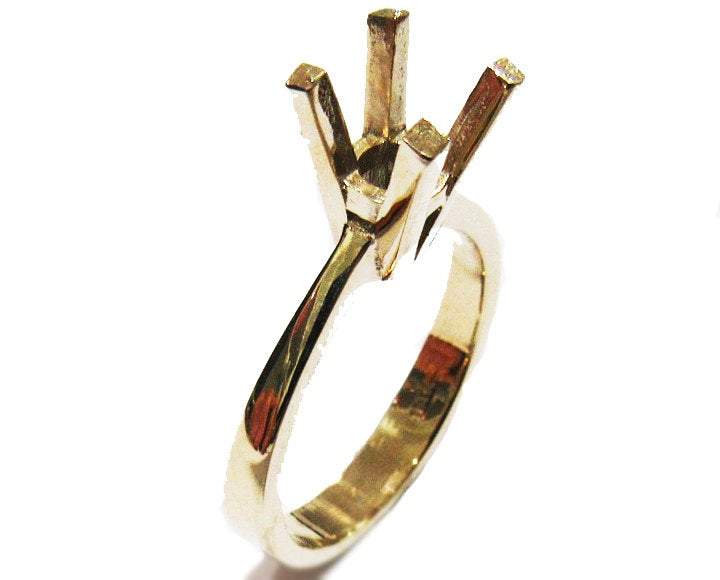Blank Ring, Gold ring Solitaire ring setting Engagement Ring Solitaire Ring in Solid 18K Yellow Gold - Lianne Jewelry