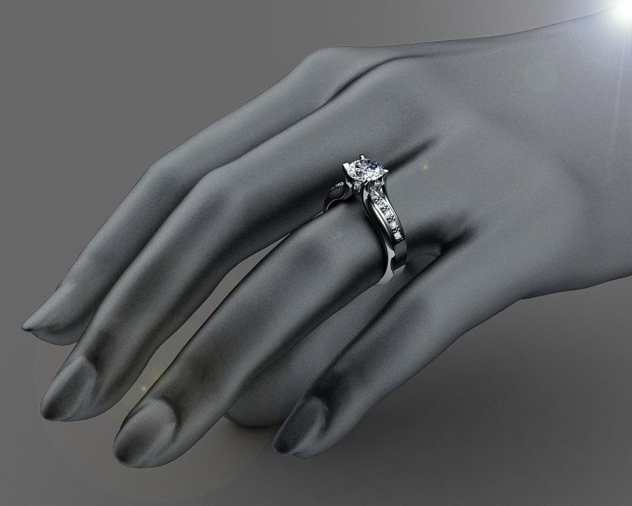 Moissanite Gold Engagement Ring, Moissanite Diamond Ring, Unique Diamond Wedding Ring, Unique White Gold Wedding Ring, Moissanite Ring