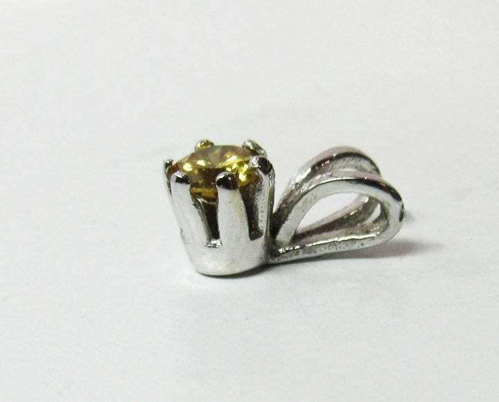 SALE 50% Off - Diamond Pendant Intense Yellow Diamond 14K White Gold