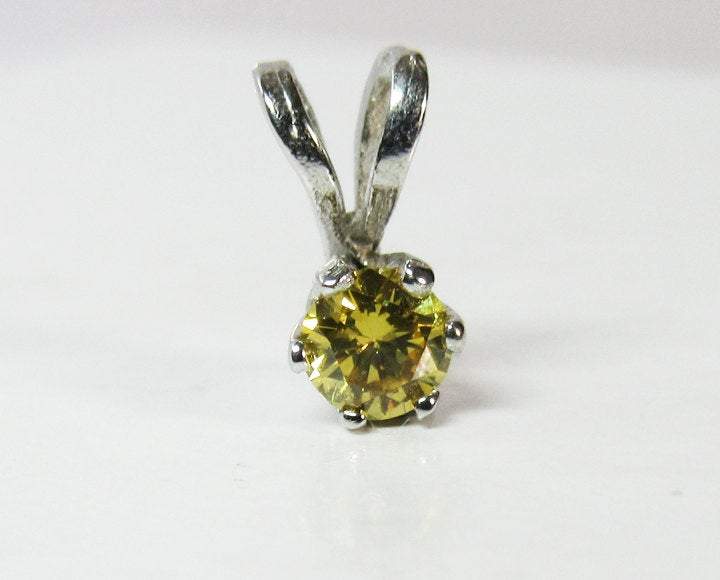 SALE 50% Off - Diamond Pendant Intense Yellow Diamond 14K White Gold