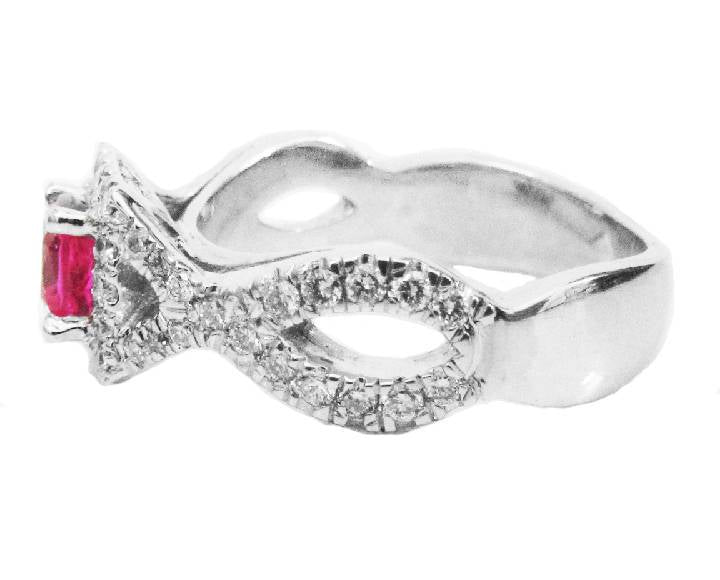 Vintage Gold ring Diamond Engagement Ring 18K White Gold VS Pinkish Purple Sapphire Top Quality Diamonds F VS1 - Lianne Jewelry