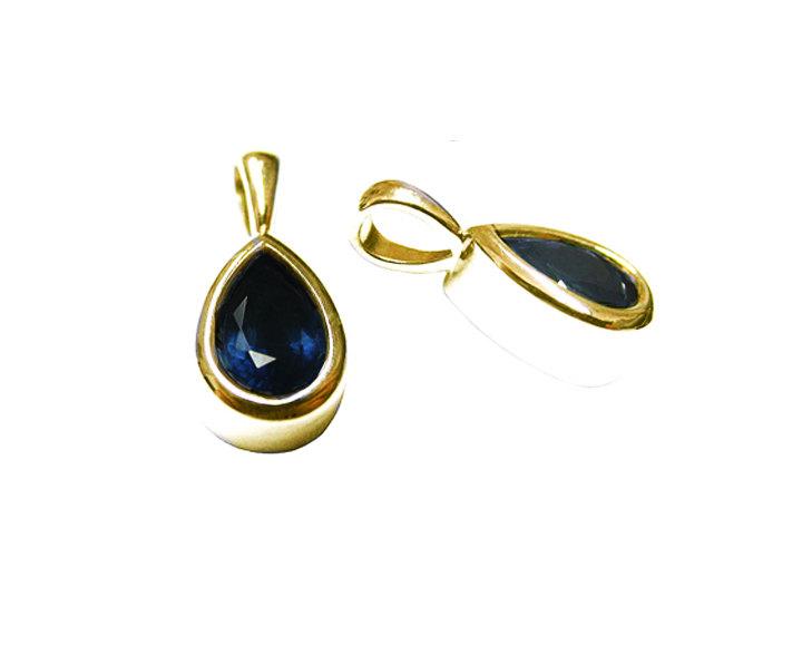 Pendant Sapphire Pendant Pear Pendant Solitaire Royal Blue Jewelry 14K White or Yellow gold September Birthstone - Lianne Jewelry