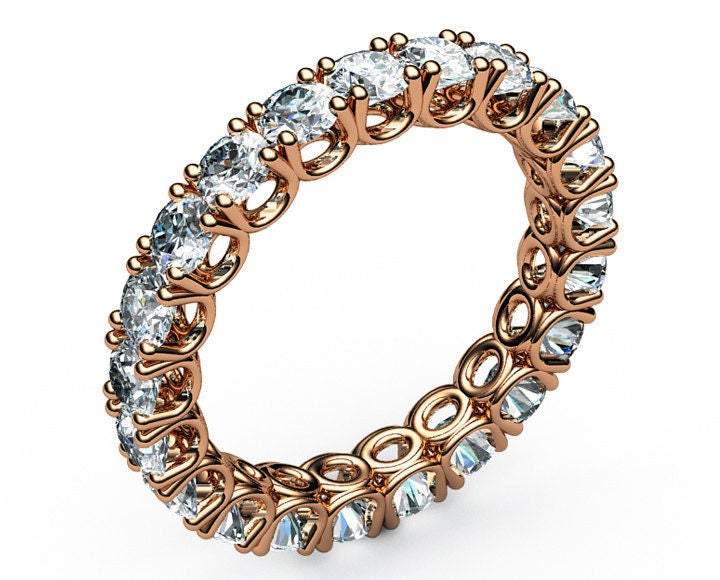 Anniversary Ring Eternity Ring Alliance Ring White Sapphire Ring 2+ carat 18K Yellow White or Rose gold marriage forever 21st Anniversary