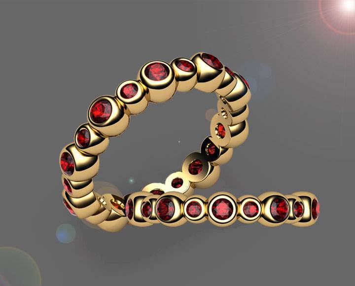 Eternity Ruby Ring, Red Ruby Anniversary Ring, Ruby Anniversary Ring Rose Gold