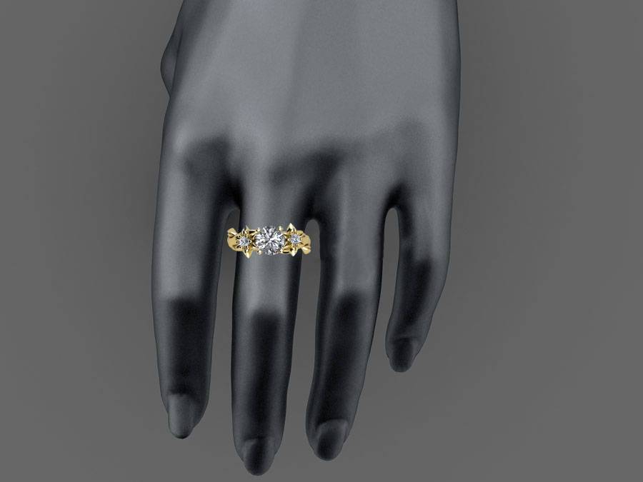 Botanical Golden Floral Ring Branch Ring Gold ring Brutalist ring Moissanite ring Art Nouveau unique engagement ring Solid Gold