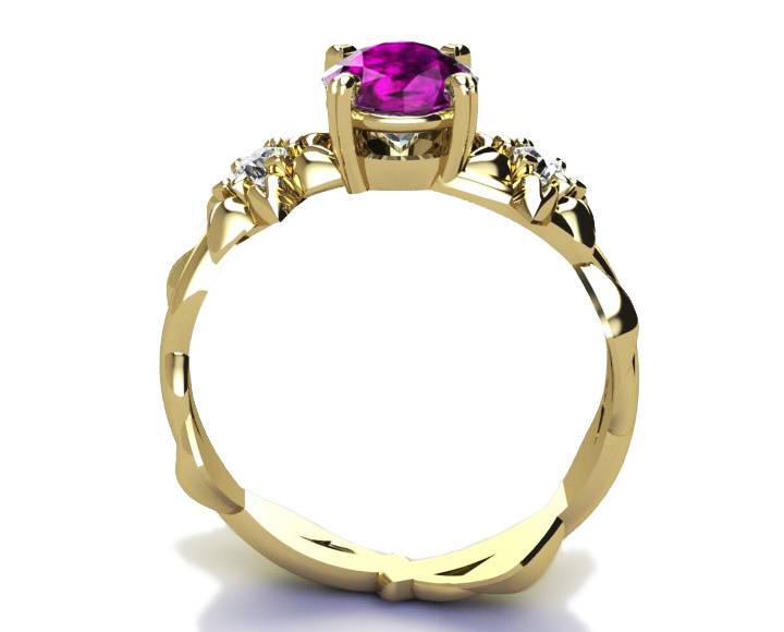 Amethyst Ring Flower Ring Filigree ring Botanical Ring Art Nouveau unique Engagement ring Solid Gold