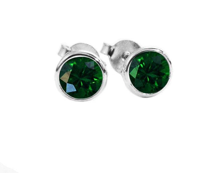 Bridesmaids Gift for Her Gold Earrings Gold Earrings Emerald Earrings Emerald studs Stud Earrings 18K Gold 5 mm