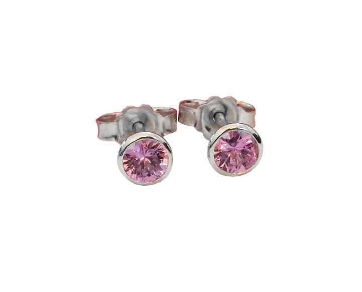 Pink Studs Girls Earrings Promise Earrings Gold Earrings Stud Earrings Pink Sapphire 18K White Gold Natural Color Earrings