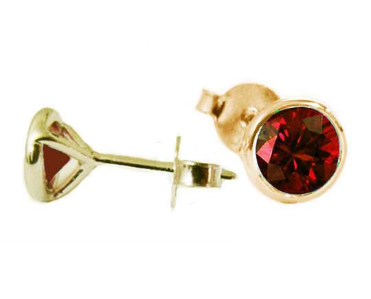 Genuine Ruby Earrings Tulip Studs Bridesmaid Gift Genuine Ruby stud Earrings 4 mm Earring Yellow gold 18K Gold