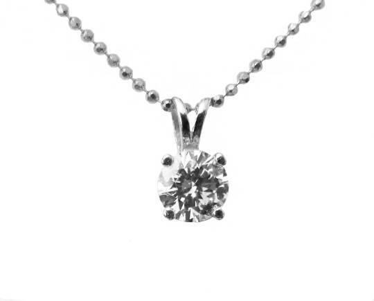 Girlfriend gift Diamond Pendant Solitaire Pendant 4.5mm 14K Yellow or White gold chain included  Minimalist pendant