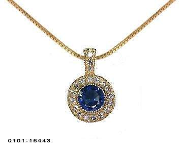 Pendant Sapphire Pendant Necklace 14K Yellow or White gold Round Halo Pendant Top quality Sapphire and Diamonds - Lianne Jewelry