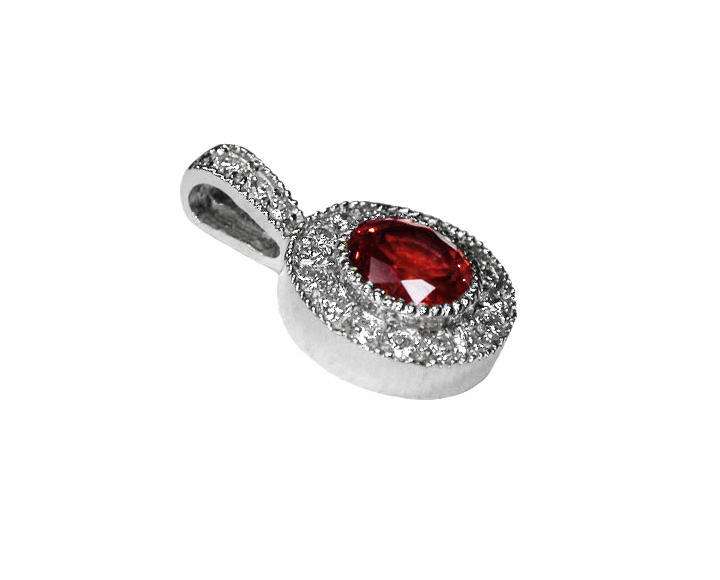 Ruby Pendant Necklace 14K Yellow or White gold Round Halo Pendant Top quality Ruby and Diamonds  Minimalist pendant