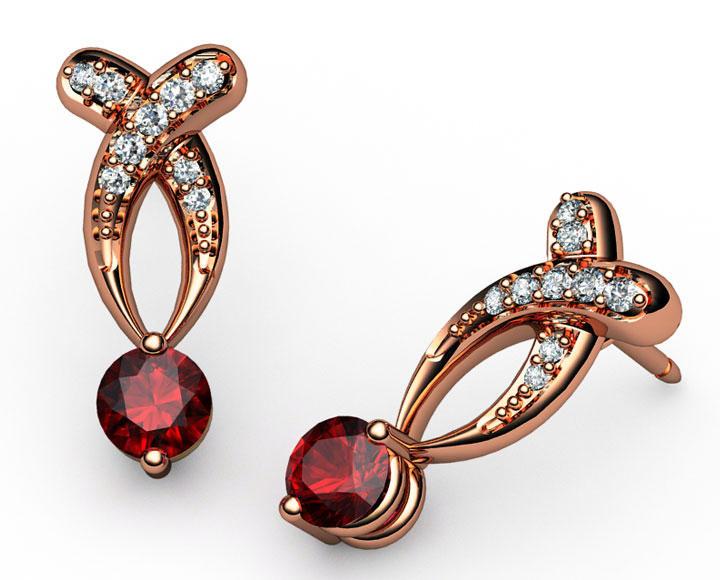 Celtic Earrings Stud Earrings Ruby Earrings Ruby Studs Diamond Earrings Twist Earrings Diamond Studs Bypass Earrings, July Birthstone