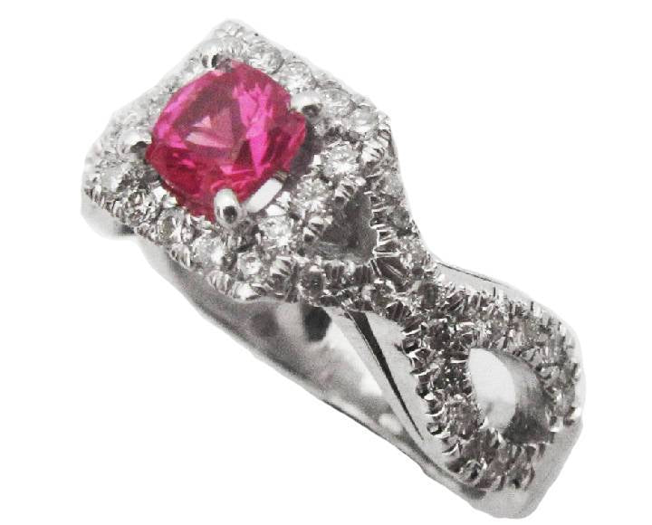 Vintage Gold ring Diamond Engagement Ring 18K White Gold VS Pinkish Purple Sapphire Top Quality Diamonds F VS1 - Lianne Jewelry