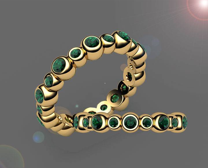 Emerald Eternity Ring 20 stones 18K gold Jewelry marriage anniversary ring wedding party May Birthstone