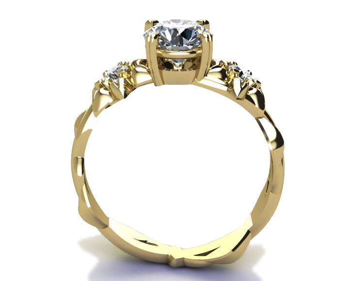 Botanical Golden Floral Ring Branch Ring Gold ring Brutalist ring Moissanite ring Art Nouveau unique engagement ring Solid Gold - Lianne Jewelry