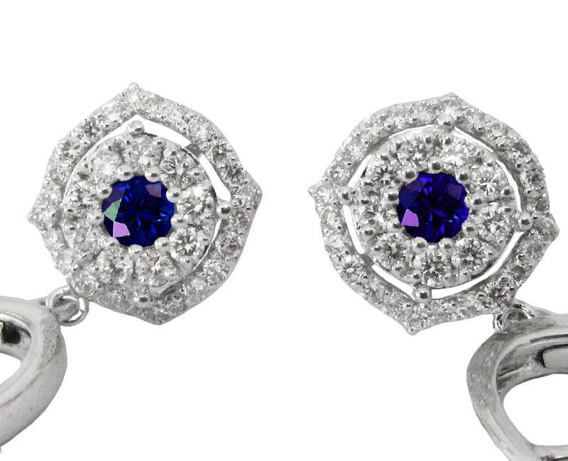Vintage Diamond Earrings Sapphire Earrings Chandelier Earrings Wedding Earrings 14K Diamond Earrings Vintage Earrings