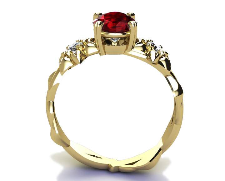 Filigree ring flower ring Asian Ruby Ring Art Nouveau unique Engagement ring Solid Gold Flower design in Yellow gold - Lianne Jewelry