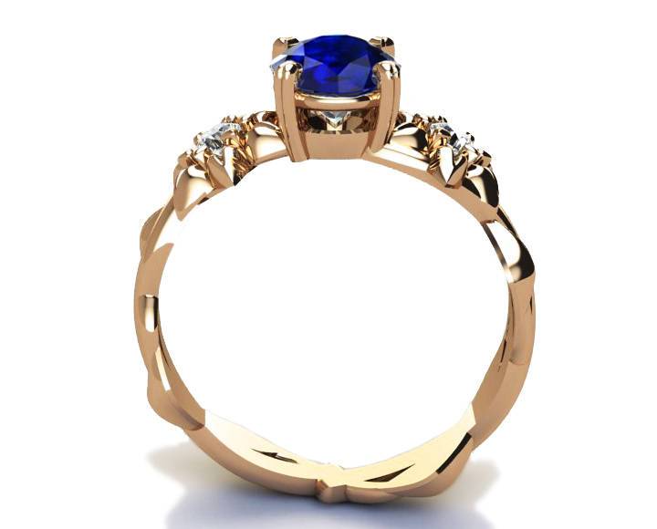 Floral ring Promise ring Edwardian ring unique Engagement ring Sapphire Ring Solid Gold  14K or 18K Rose gold