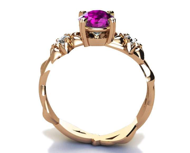Filigree Mother to bride ring Gold ring Amethyst Ring Art Nouveau unique ring Solid Gold Flower design in Rose gold
