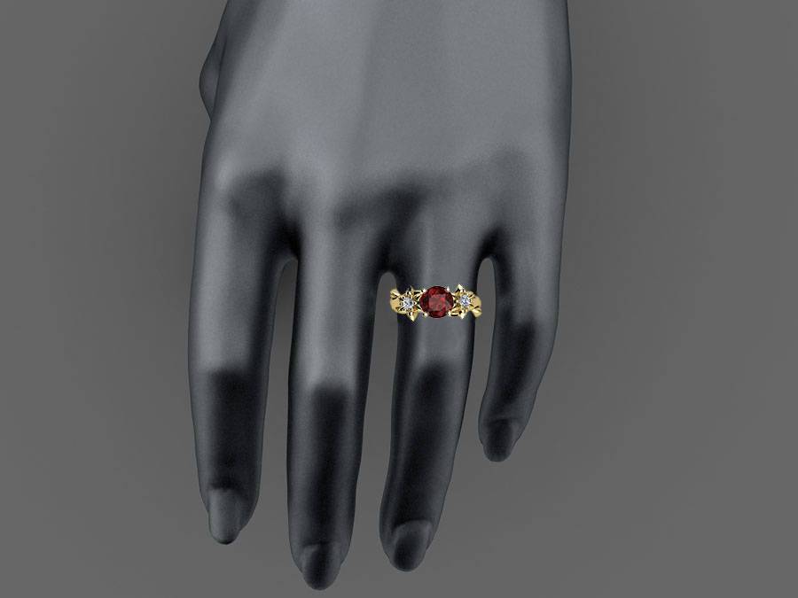 Filigree ring flower ring Asian Ruby Ring Art Nouveau unique Engagement ring Solid Gold Flower design in Yellow gold
