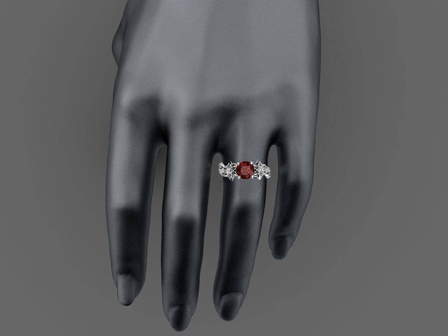 Filigree ring Gold ring Asian Ruby Ring Art Nouveau unique Engagement ring Solid Gold Flower design in White gold