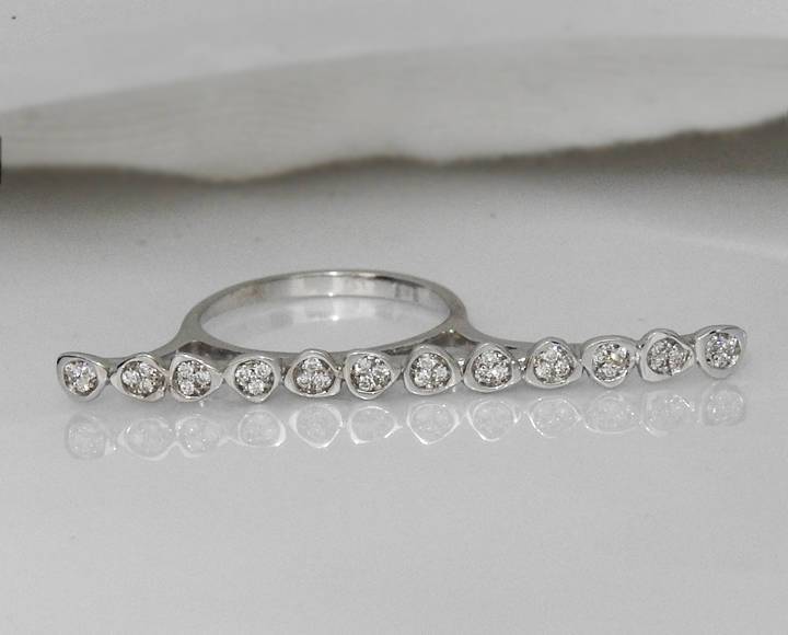 Long Ring Vintage Diamond Ring Ready to be shipped Jewelry long Rings 14K White gold Ring Statement Ring Boho Ring, Hippie, Gift Ring