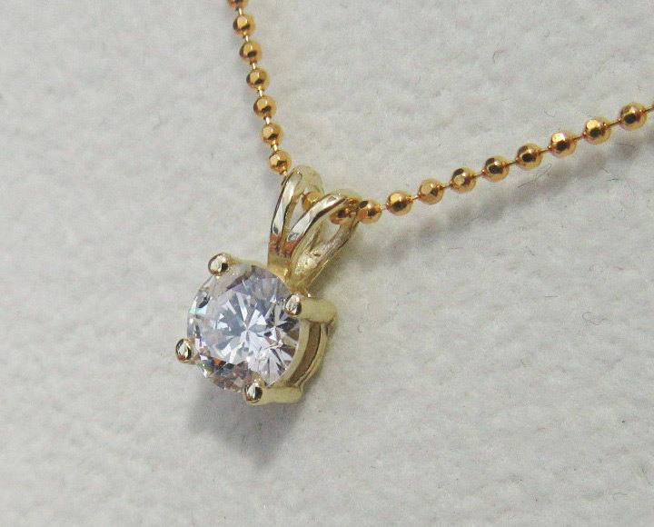 Girlfriend gift Diamond Pendant Solitaire Pendant 4.5mm 14K Yellow or White gold chain included  Minimalist pendant