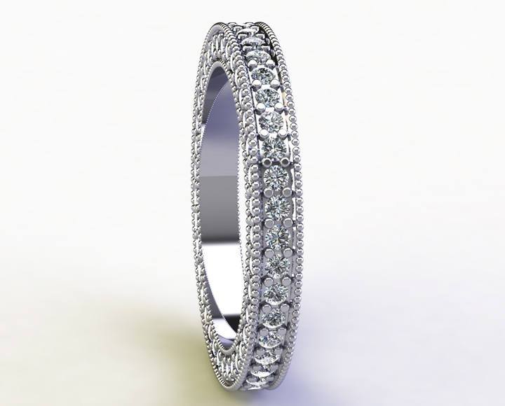18K White gold Diamond Wedding Band, Eternity Ring, Wedding Gift 115 Diamonds E-F/VVS
