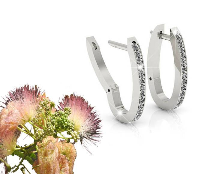 Hoop earrings with Diamonds, Gold Hoop Earrings, Wedding Earrings, Gift For Her 18K White gold