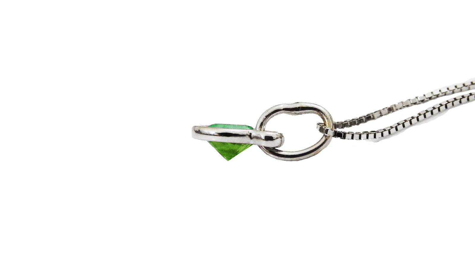 Emerald Pendant Round Pendant Green Pendant Unique Pendant Circle Pendant Fine Emerald Round Pendant 4.5mm White gold  Minimalist pendant