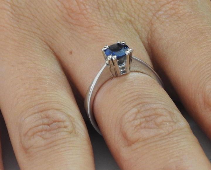 Sapphire Ring Engagement Ring Solitaire Ring 14K White gold September Birthstone