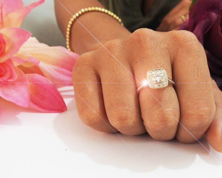 Vintage Gold ring Engagement Ring Unique Ring Cluster Ring Diana Ring  Diamond Engagement ring Classic ring