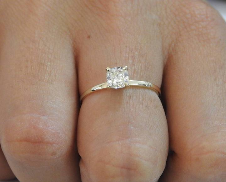 Diamond ring  Gold ring Engagement ring Solitaire Ring Diamond Ring in 14K Yellow Gold - Lianne Jewelry