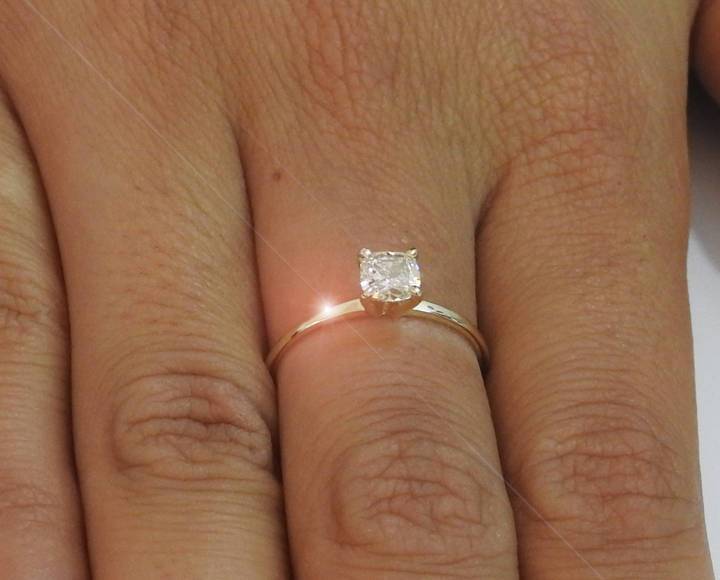 Diamond ring  Gold ring Engagement ring Solitaire Ring Diamond Ring in 14K Yellow Gold