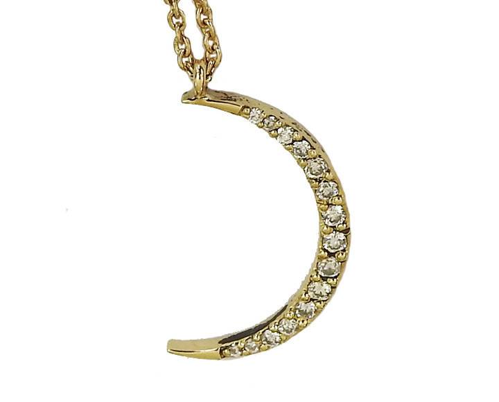 Pendant Gold Pendant Diamond Pendant Moon Pendant Zodiac Pendant with Chain   Minimalist pendant - Lianne Jewelry