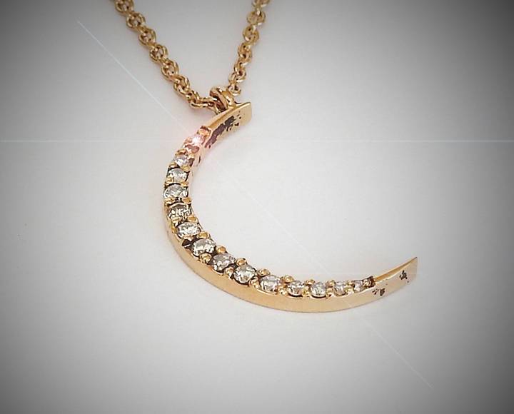 Pendant Gold Pendant Diamond Pendant Moon Pendant Zodiac Pendant with Chain   Minimalist pendant