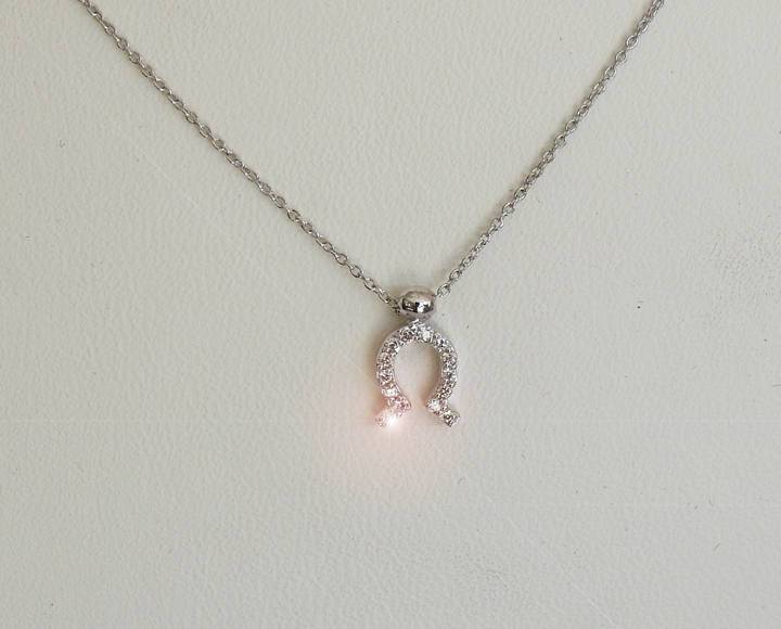Diamond Pendant Omega Pendant Greek Symbol Gold Jewelry Necklace  Logo Charm Sign Medallion Jewellery 14K or 18K White Yellow or Rose gold