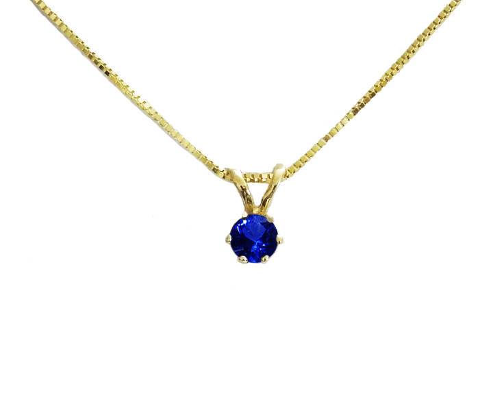 Sapphire Pendant Necklace 14K White or Yellow Gold Jewelry Genuine Sapphire Birthstone Charm Necklace Gift For Her 3mm 3.5mm 4mm 4.5mm 5 mm