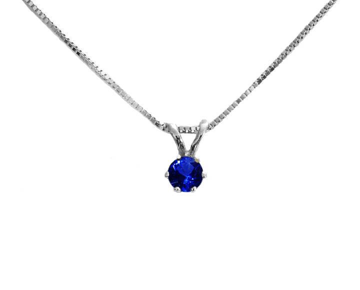 Sapphire Pendant Necklace 14K White or Yellow Gold Jewelry Genuine Sapphire Birthstone Charm Necklace Gift For Her 3mm 3.5mm 4mm 4.5mm 5 mm