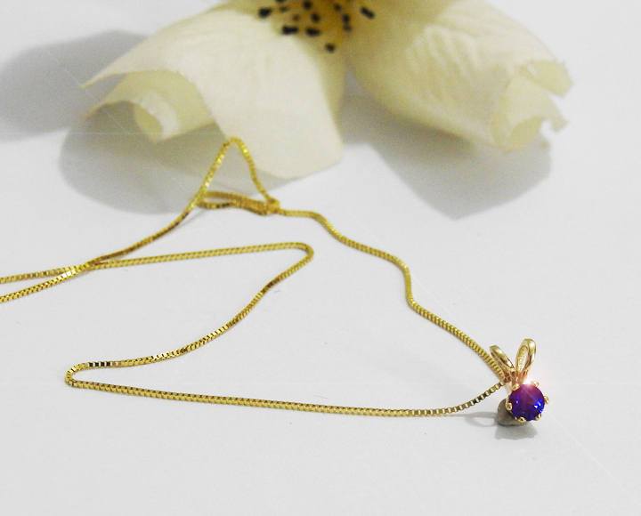 Sapphire Pendant Necklace 14K White or Yellow Gold Jewelry Genuine Sapphire Birthstone Charm Necklace Gift For Her 3mm 3.5mm 4mm 4.5mm 5 mm