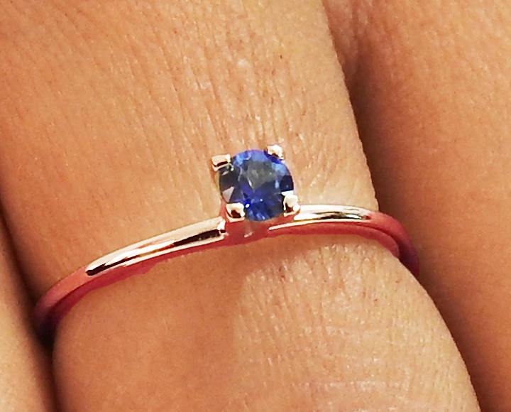 Girlfriend gift Gold ring Boho ring Minimalist ring Solitaire Ring Sapphire Ring  Thin Ring 14K or 18K Rose gold September Birthstone