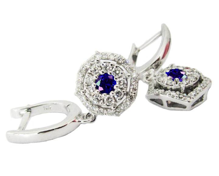 Vintage Diamond Earrings Sapphire Earrings Chandelier Earrings Wedding Earrings 14K Diamond Earrings Vintage Earrings - Lianne Jewelry